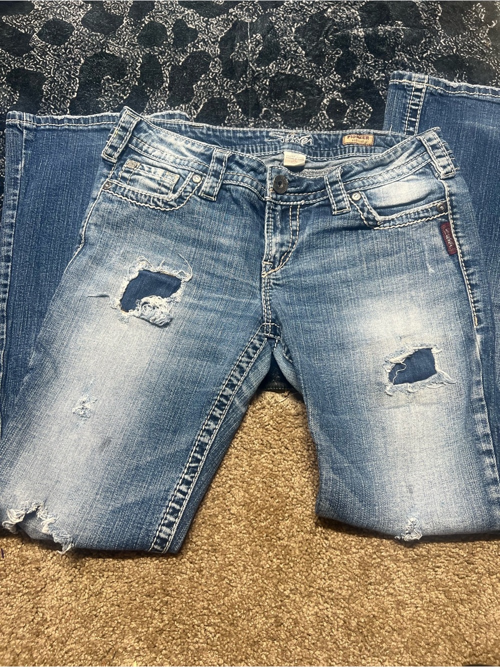 Silver Jeans Light Blue Distressed Boyfriend Jeans